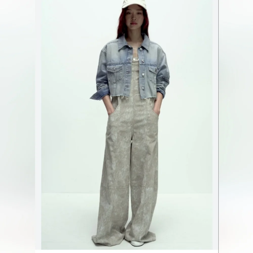 Zara Printed Linen Blend Jumpsuit